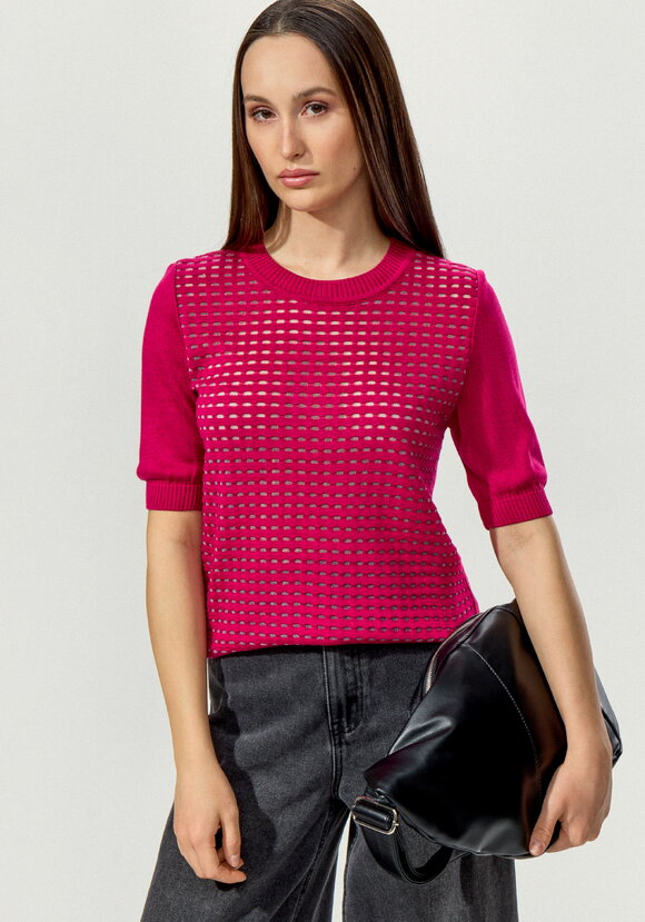 Джемпер с передней полочкой ажурной вязки шир.  580, рис. 22