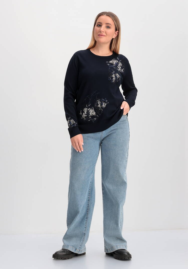 Джемпер с абстрактными цветами из страз шир.  750, рис. 8