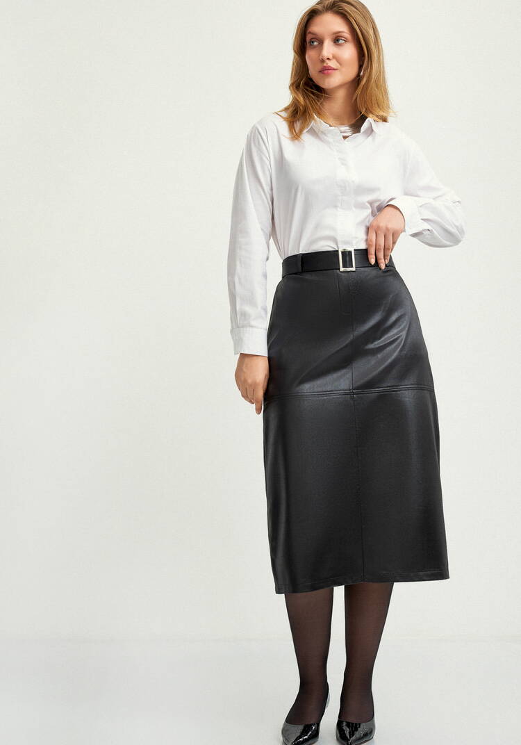 Юбка прямая с декоративными отстрочками шир.  750, рис. 7