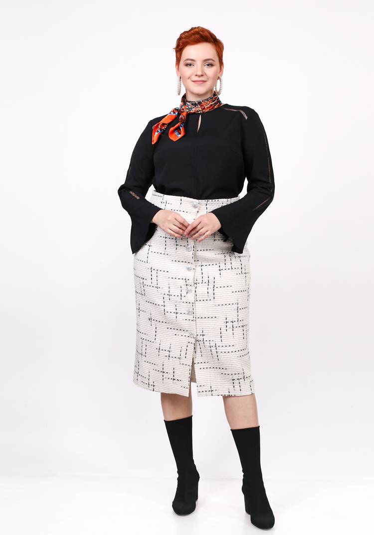 Блуза прямого силуэта с гипюровыми вставками шир.  750, рис. 5