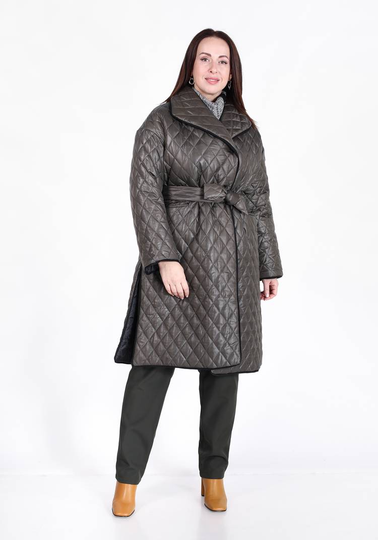 Пальто стеганое свободного кроя с поясом шир.  750, рис. 5