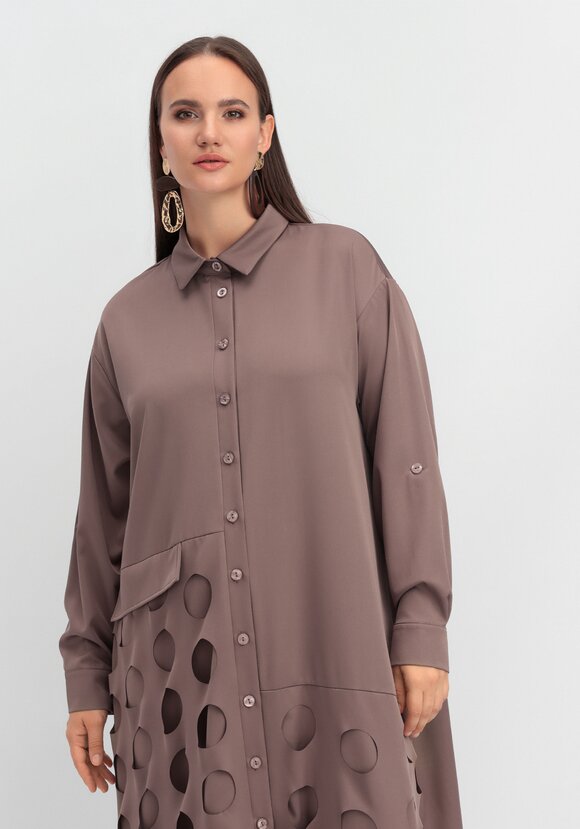 Платье-рубашка с перфорацией шир.  580, рис. 23