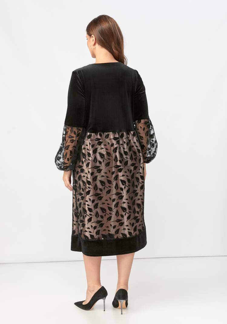 Платье комбинированной ткани свободного кроя шир.  750, рис. 7