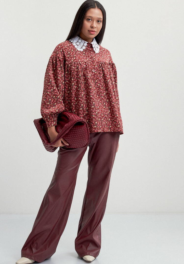 Блуза из микровельвета с ажурным воротником шир.  750, рис. 7