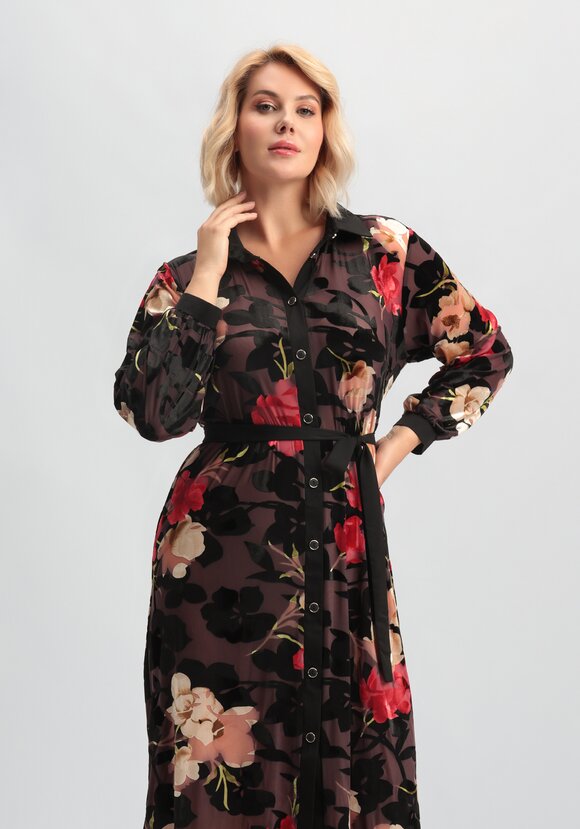 Платье-рубашка с цветочным рисунком шир.  580, рис. 2