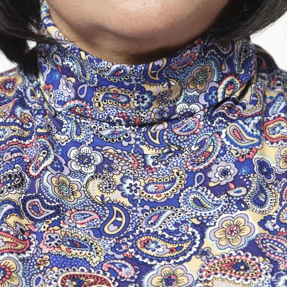 Блуза с оригинальным воротом и принтом шир.  580, рис. 3