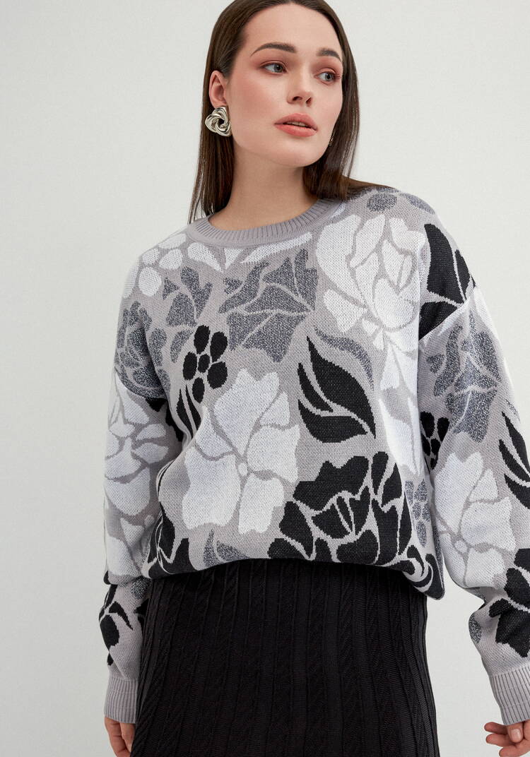 Джемпер прямого силуэта и цветочным принтом шир.  750, рис. 7