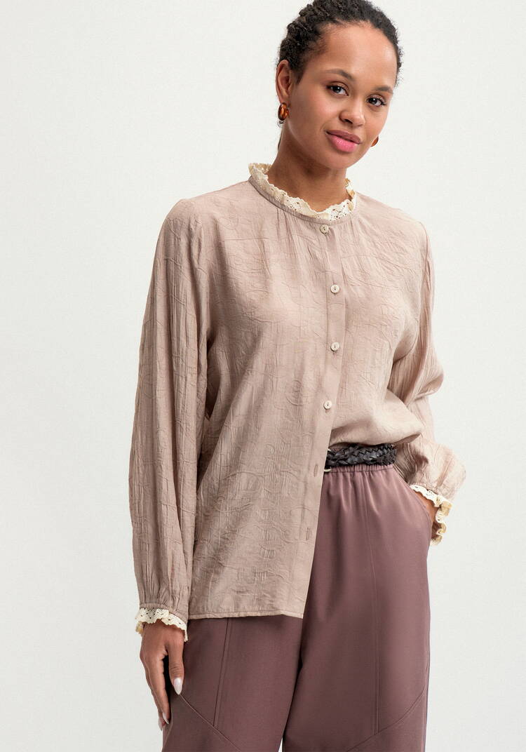 Блуза с отделкой кружева Аниса шир.  750, рис. 1