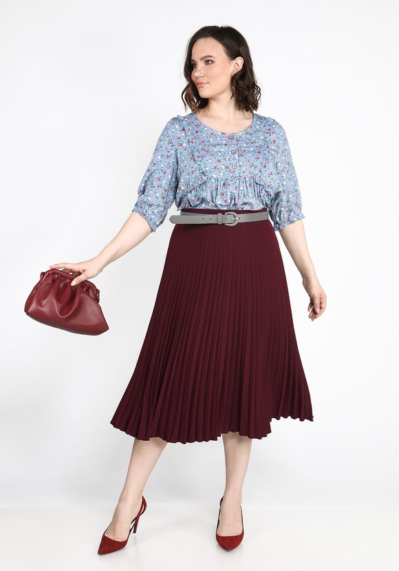 Блуза с рюшами в цветочек шир.  580, рис. 1