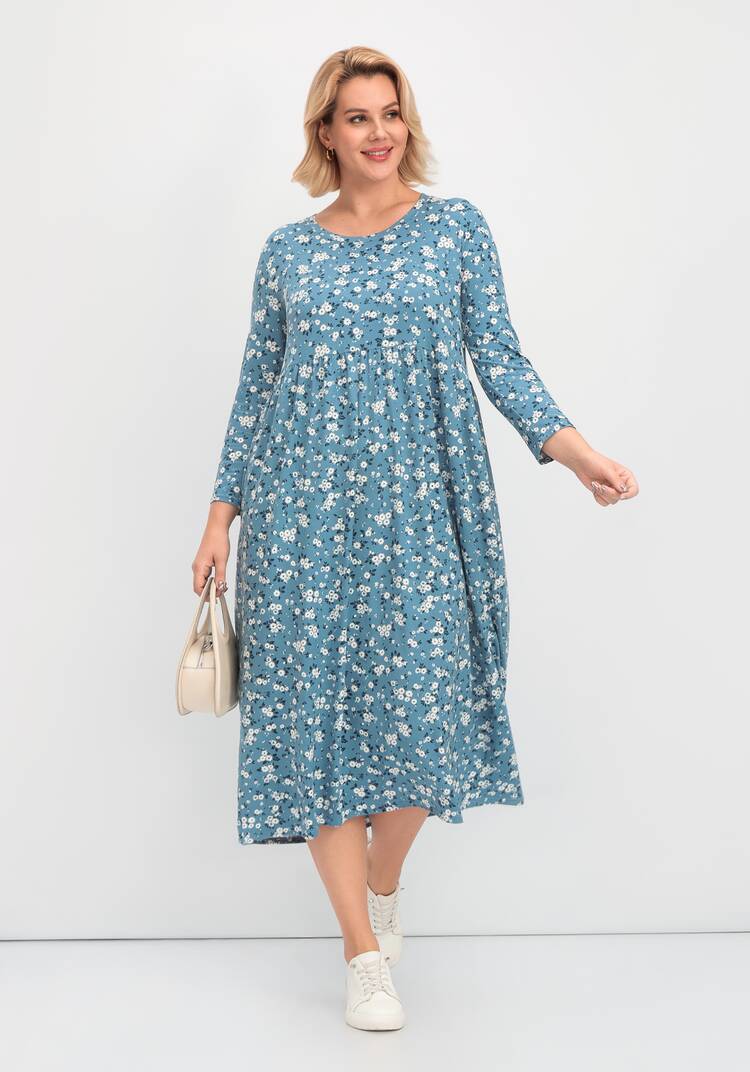 Платье с цветочным рисунком и рукавами 3/4 шир.  750, рис. 18