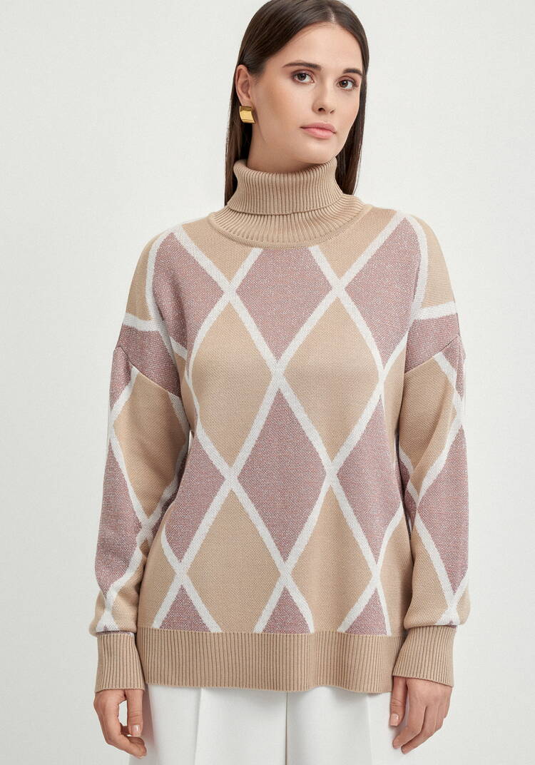 Свитер с рисунком ромбы и метанитью шир.  750, рис. 12