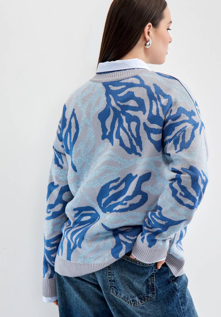 Джемпер с растительным принтом и манжетами шир.  750, рис. 15