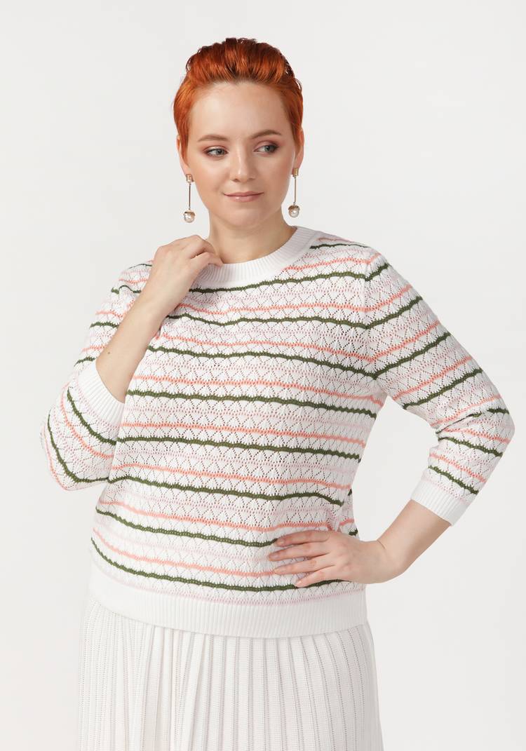 Джемпер прямого силуэта ажурный в полоску шир.  750, рис. 5