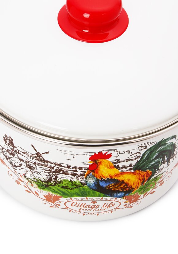 Эмалированная кастрюля с крышкой Петушок шир.  580, рис. 16