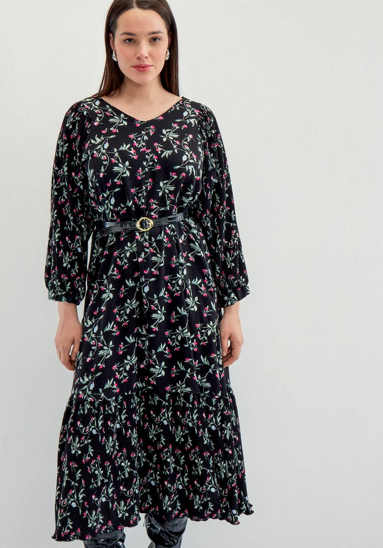 Платье с плиссировкой в цветочный принт шир.  750, рис. 4