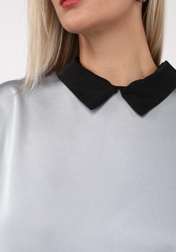 Блуза с контрастным воротничком шир.  580, рис. 3