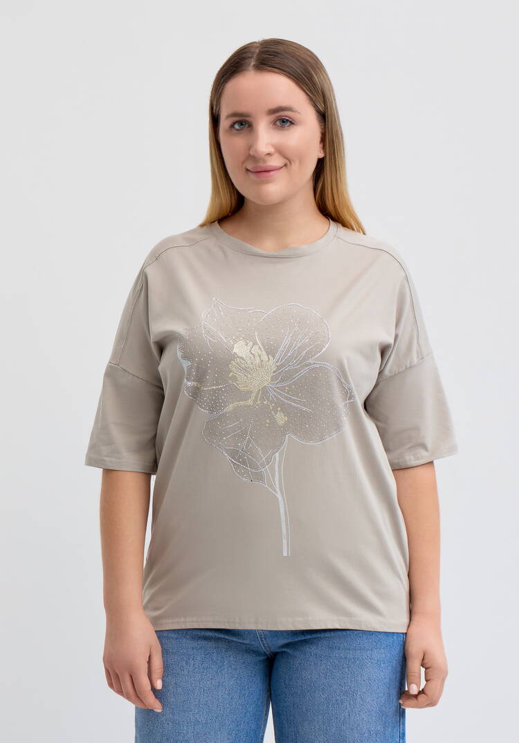 Футболка с цветочным принтом и стразами шир.  750, рис. 14