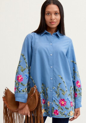 Рубашка с цветочной вышивкой