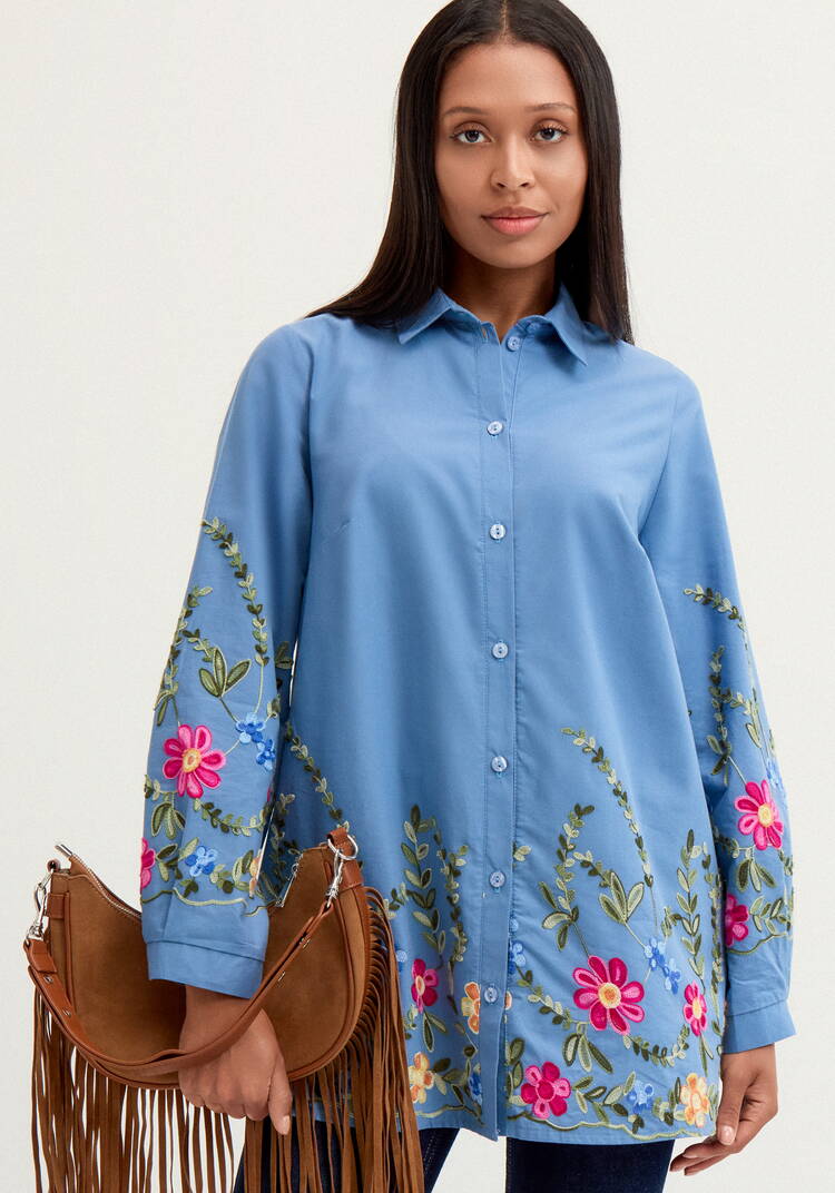 Рубашка с цветочной вышивкой шир.  750, рис. 9