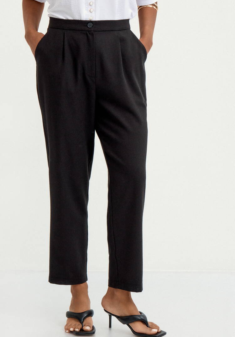 Брюки изо льна  прямые  с резинкой по поясу шир.  750, рис. 10