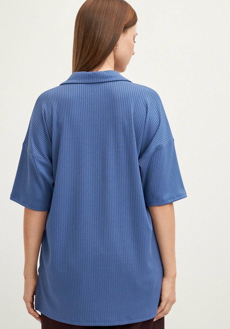 Поло с отложным воротником в рубчик шир.  750, рис. 19