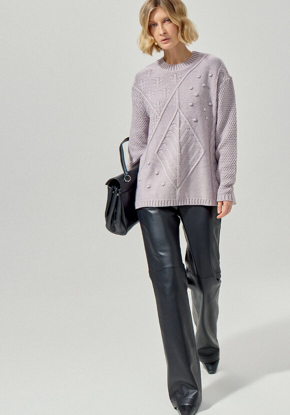 Джемпер с комбинированным фактурным рисунком шир.  580, рис. 18