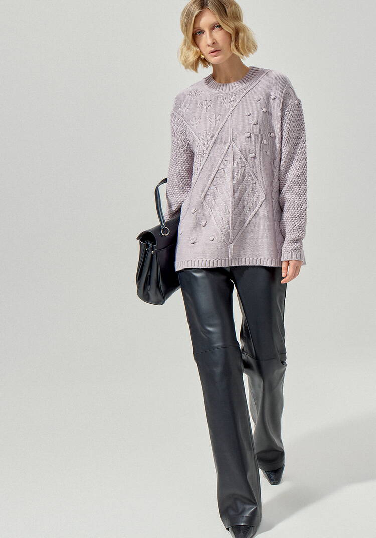 Джемпер с комбинированным фактурным рисунком шир.  750, рис. 18