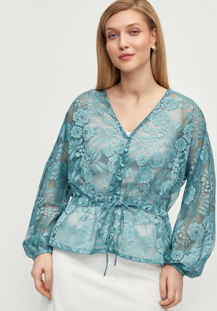 Блуза ажурная с баской шир.  750, рис. 2