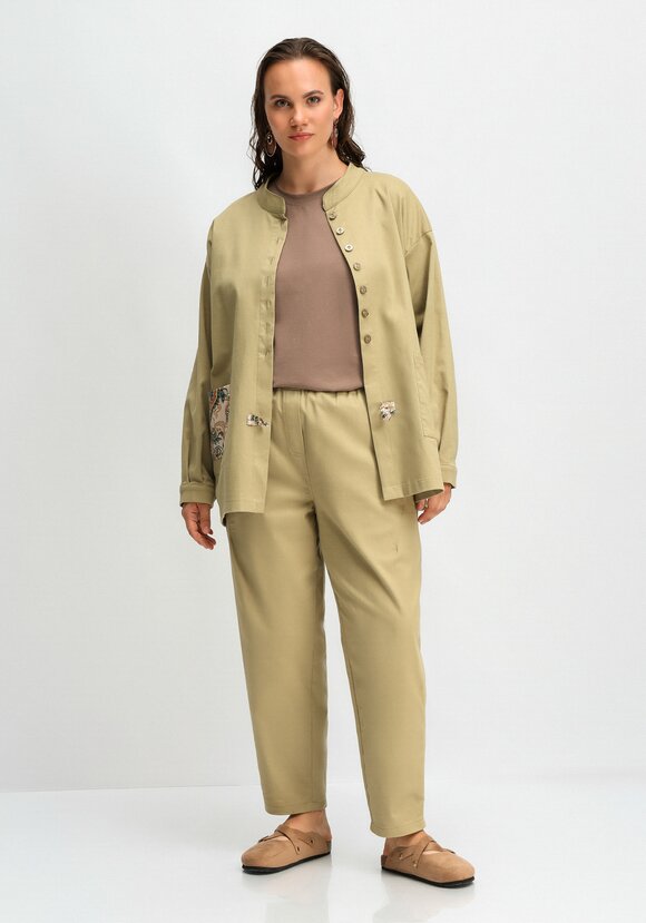 Брюки с контрастной отделкой шир.  580, рис. 2