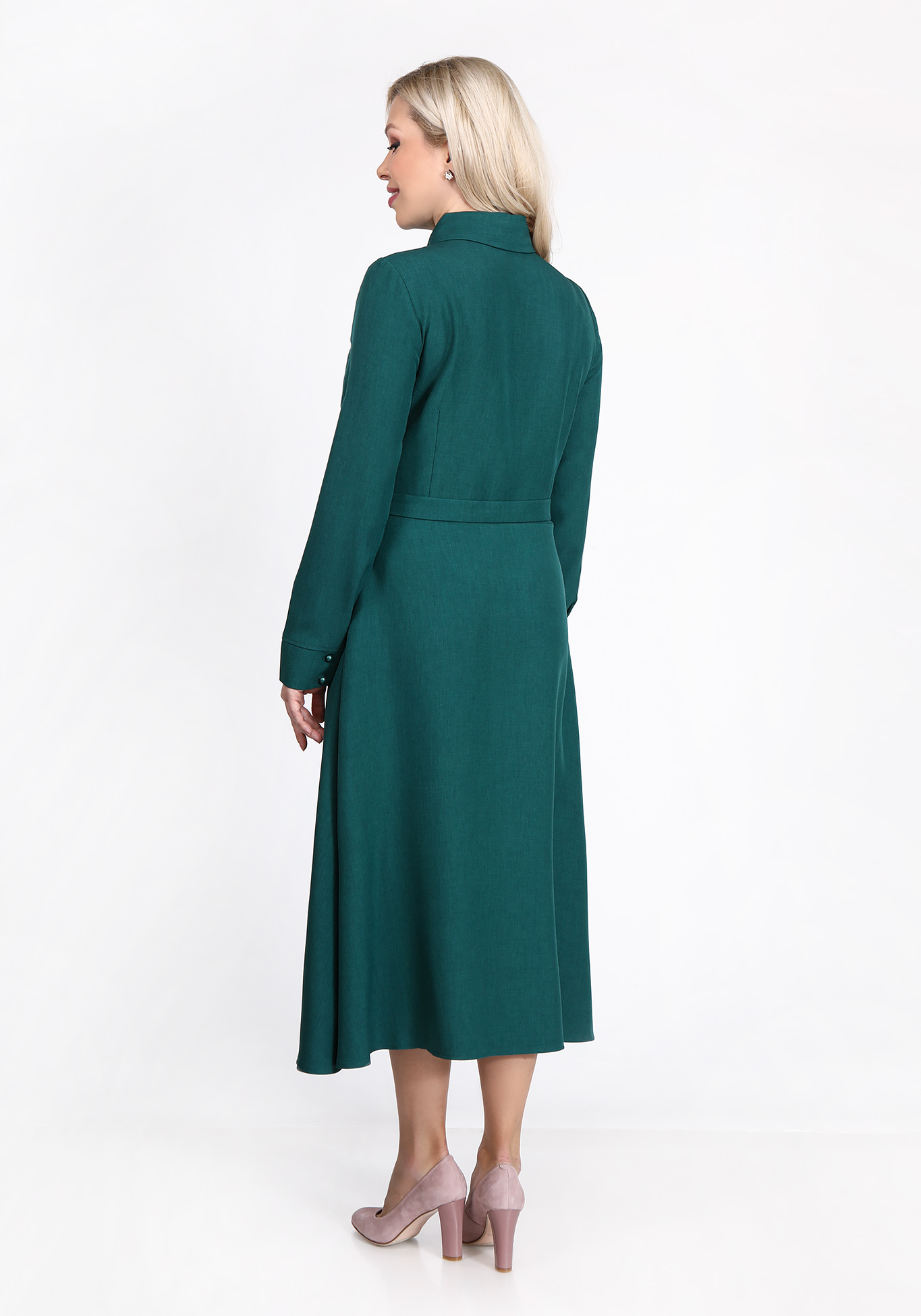 Платье с отложным воротником и поясом Elletto Life, размер 48, цвет зеленый - фото 2