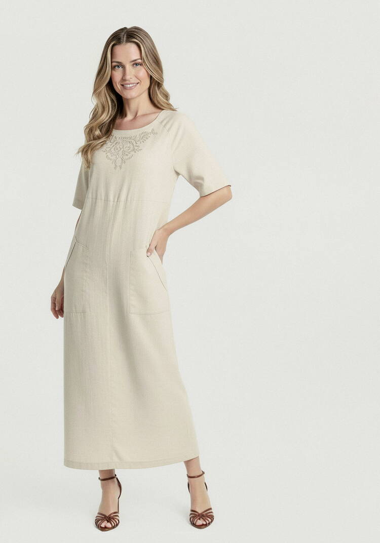 Платье из льна с вышивкой шир.  750, рис. 10