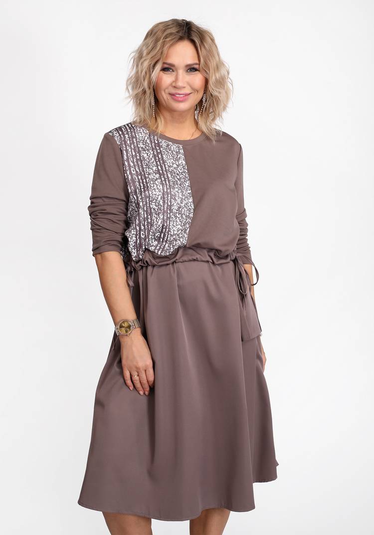 Платье комбинированное с принтом на груди шир.  750, рис. 5