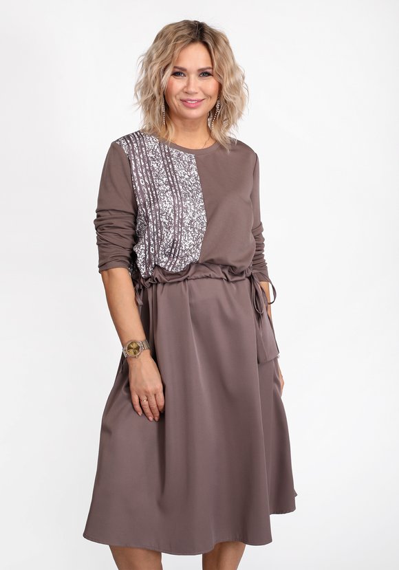 Платье комбинированное с принтом на груди шир.  580, рис. 5