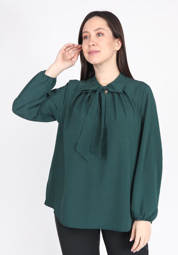 Блуза в горошек с бантом шир.  580, рис. 1