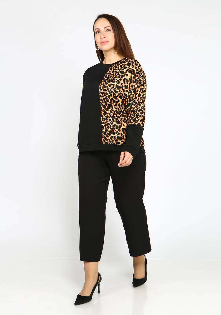 Блуза трикотажная с леопардовым принтом шир.  750, рис. 1