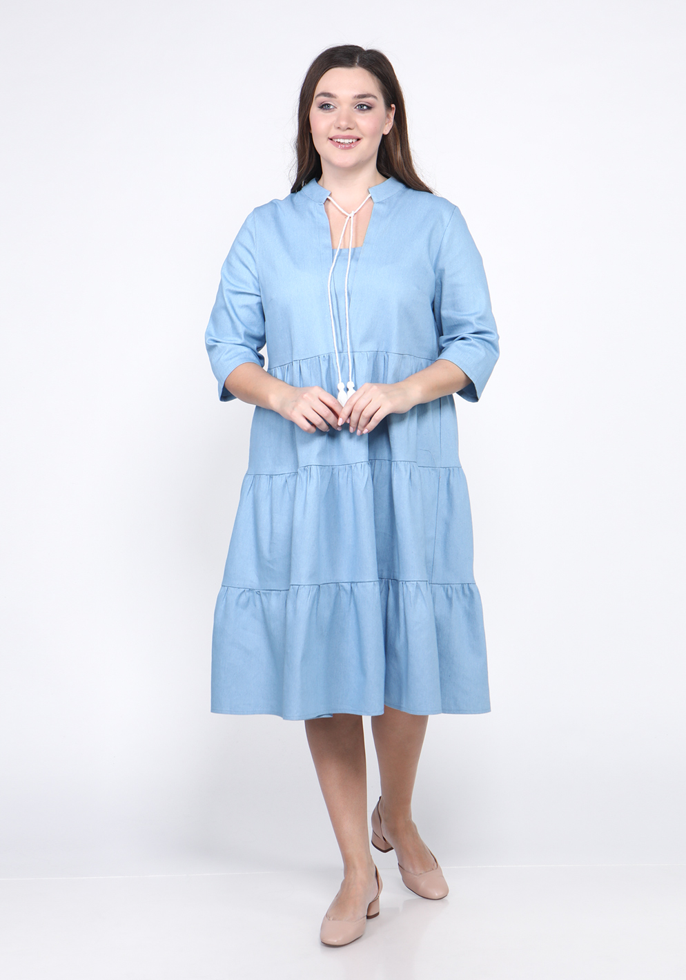 Платье "Стиль деним" Lomara, размер 48, цвет синий - фото 6