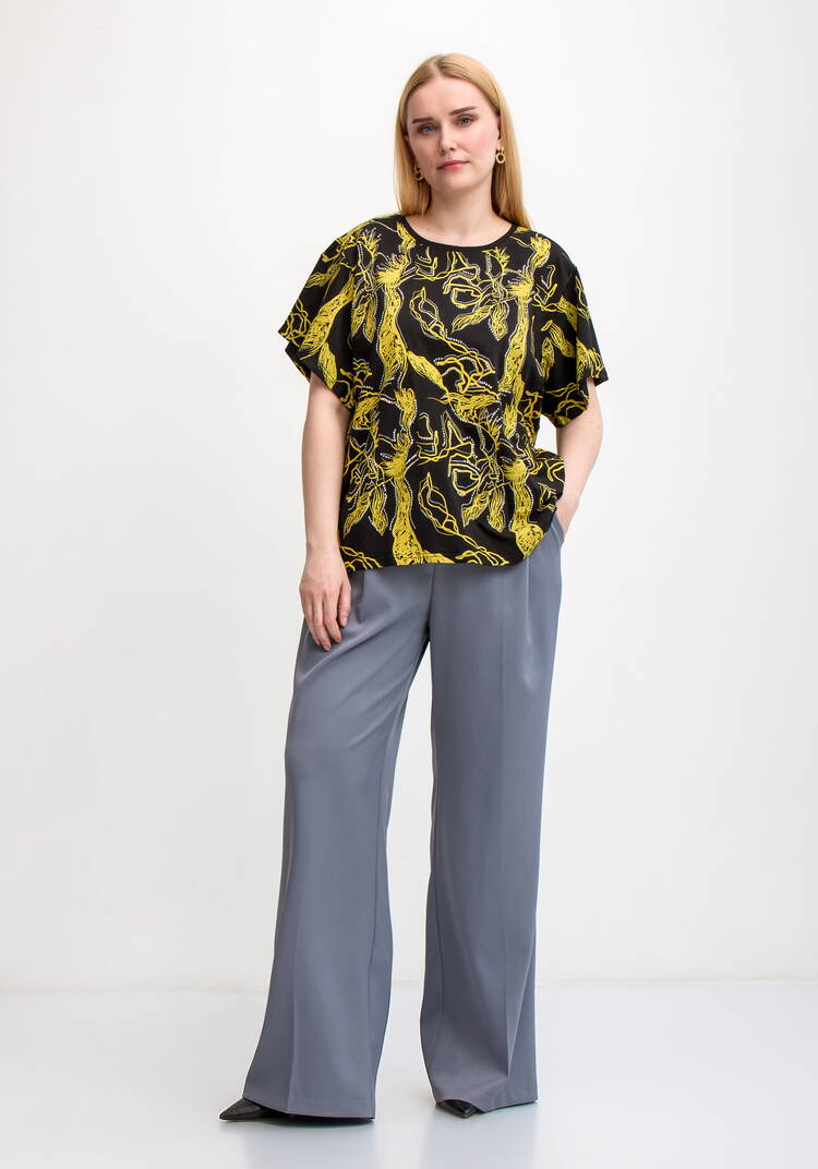 Блуза с оригинальным принтом и стразами шир.  750, рис. 24