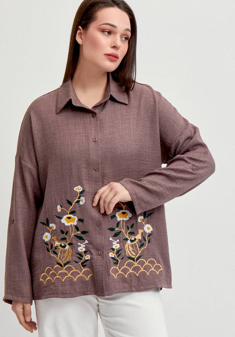 Рубашка с цветочной вышивкой по низу шир.  750, рис. 10