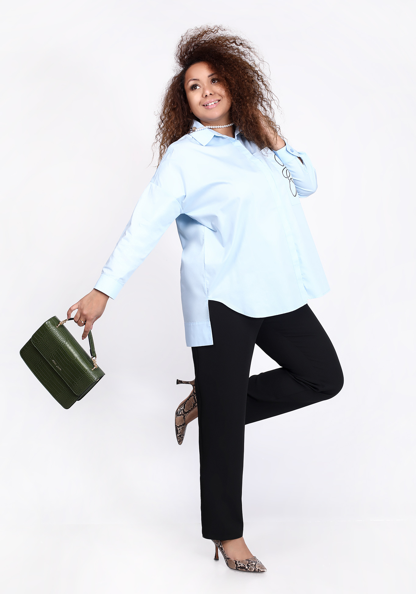 Рубашка с принтом на кармане Julia Weber, размер 48, цвет айвори - фото 10