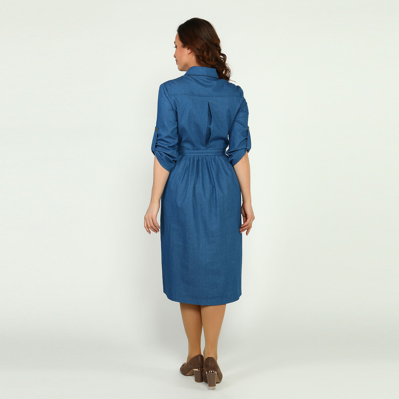 Платье-рубашка из джинсовой ткани Elletto Life, размер 54, цвет голубой - фото 10