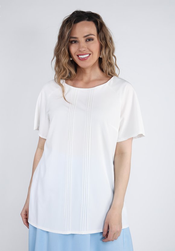 Блуза с защипами и круглым вырезом шир.  580, рис. 3