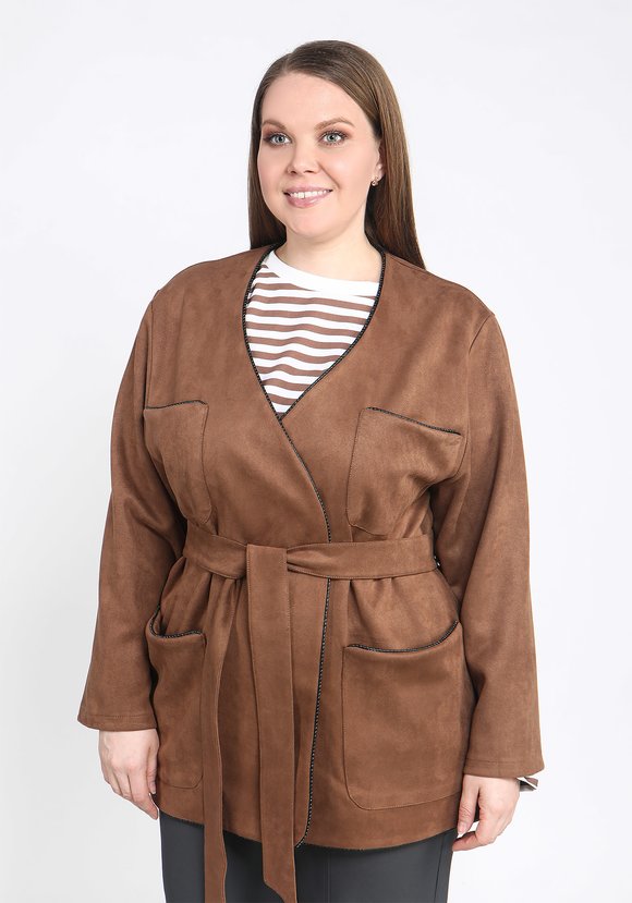 Жакет с карманами из эко-замши шир.  580, рис. 1