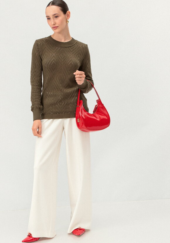 Джемпер с  ажурными ромбами шир.  580, рис. 16