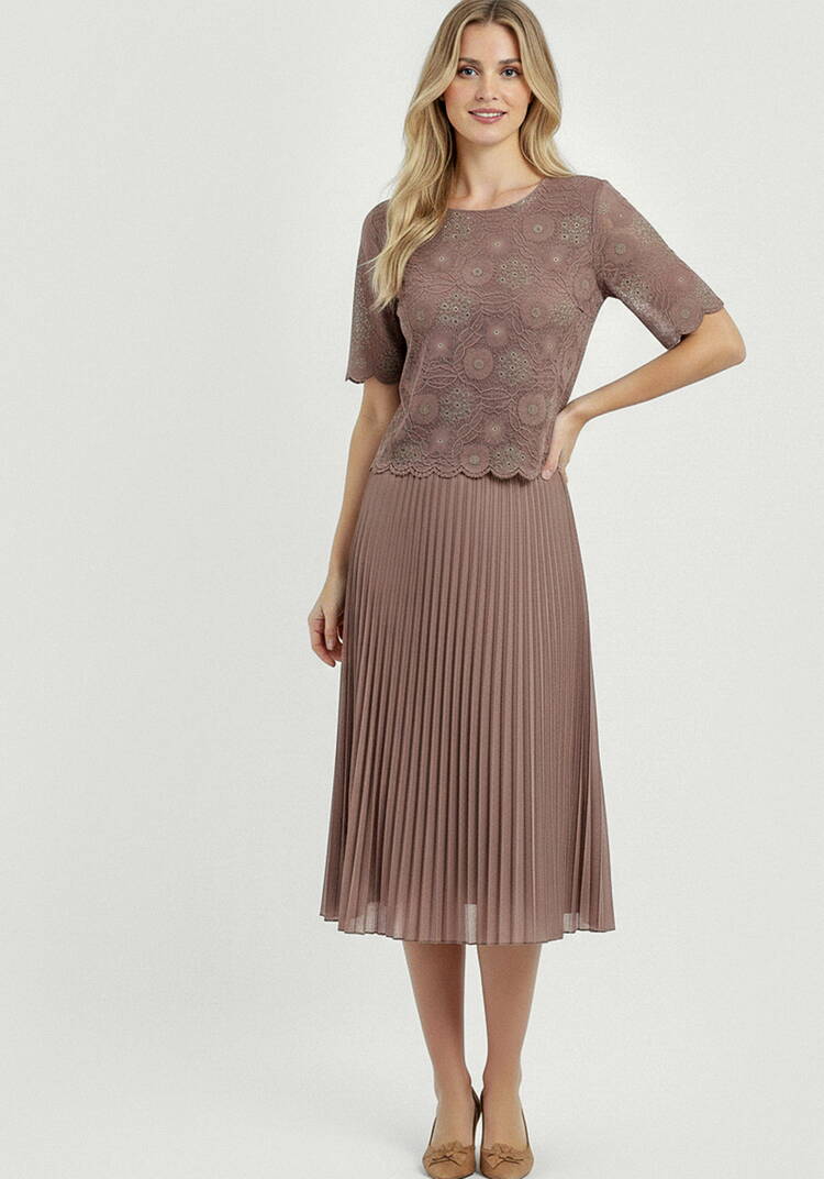 Платье комбинированное с ажурной тканью шир.  750, рис. 8