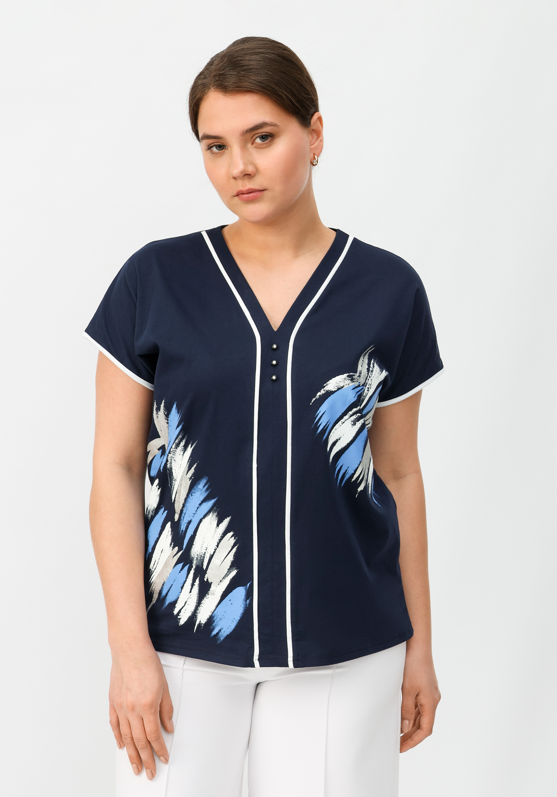 Блуза "Глафира" ANIKO, размер 54, цвет синий