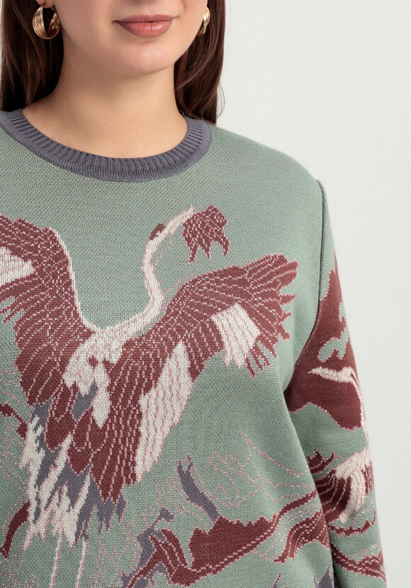 Джемпер с рисунком Журавль шир.  580, рис. 20