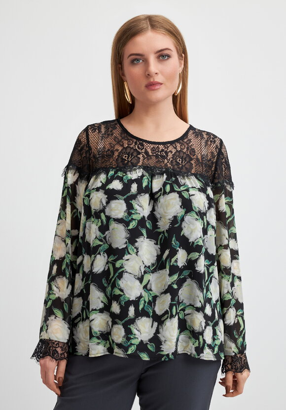 Блуза с цветочным принтом и кружевом шир.  580, рис. 10
