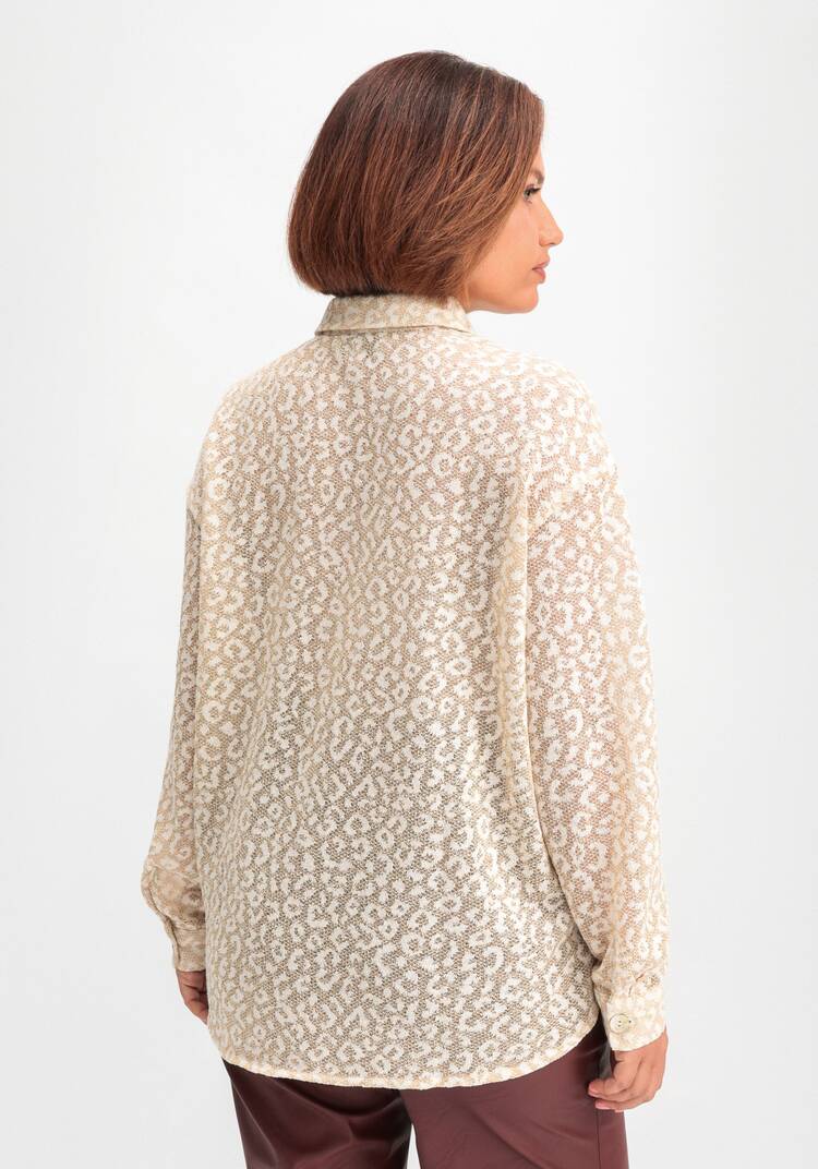 Рубашка ажурная с леопардовым принтом шир.  750, рис. 3