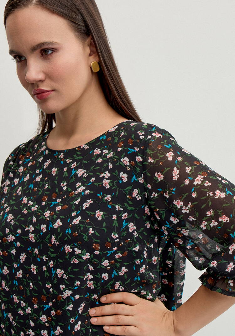 Платье миди из шифона с принтом шир.  750, рис. 5