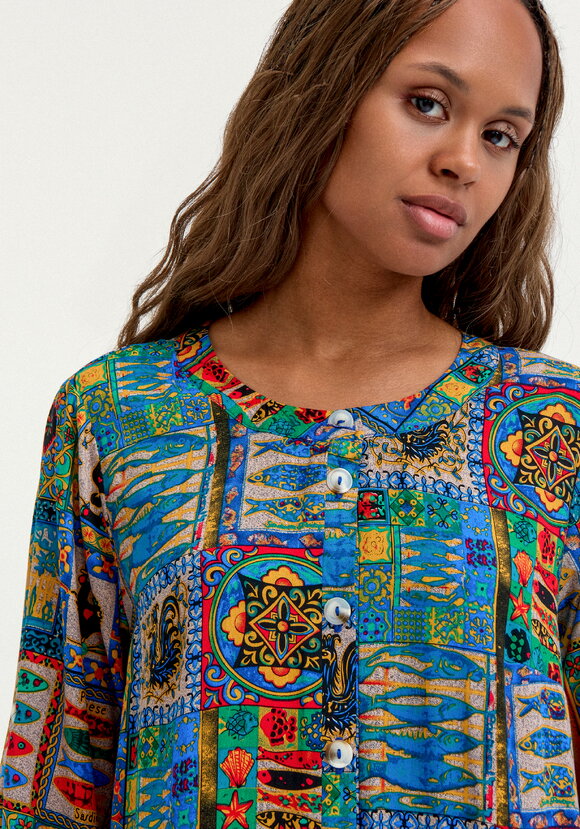 Удлиненное платье свободного кроя с принтом шир.  580, рис. 5